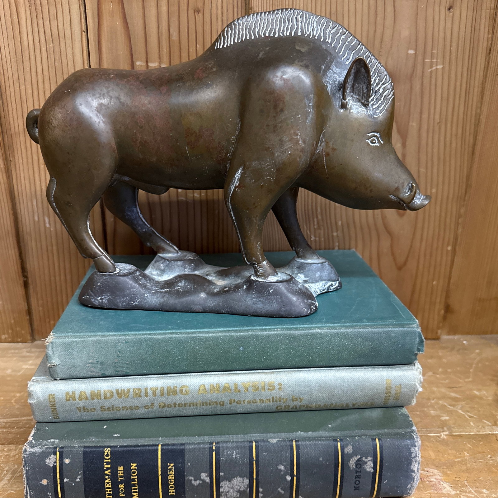 1950s Wild Boar Bronze Sculpture Razor Back Boar - 5