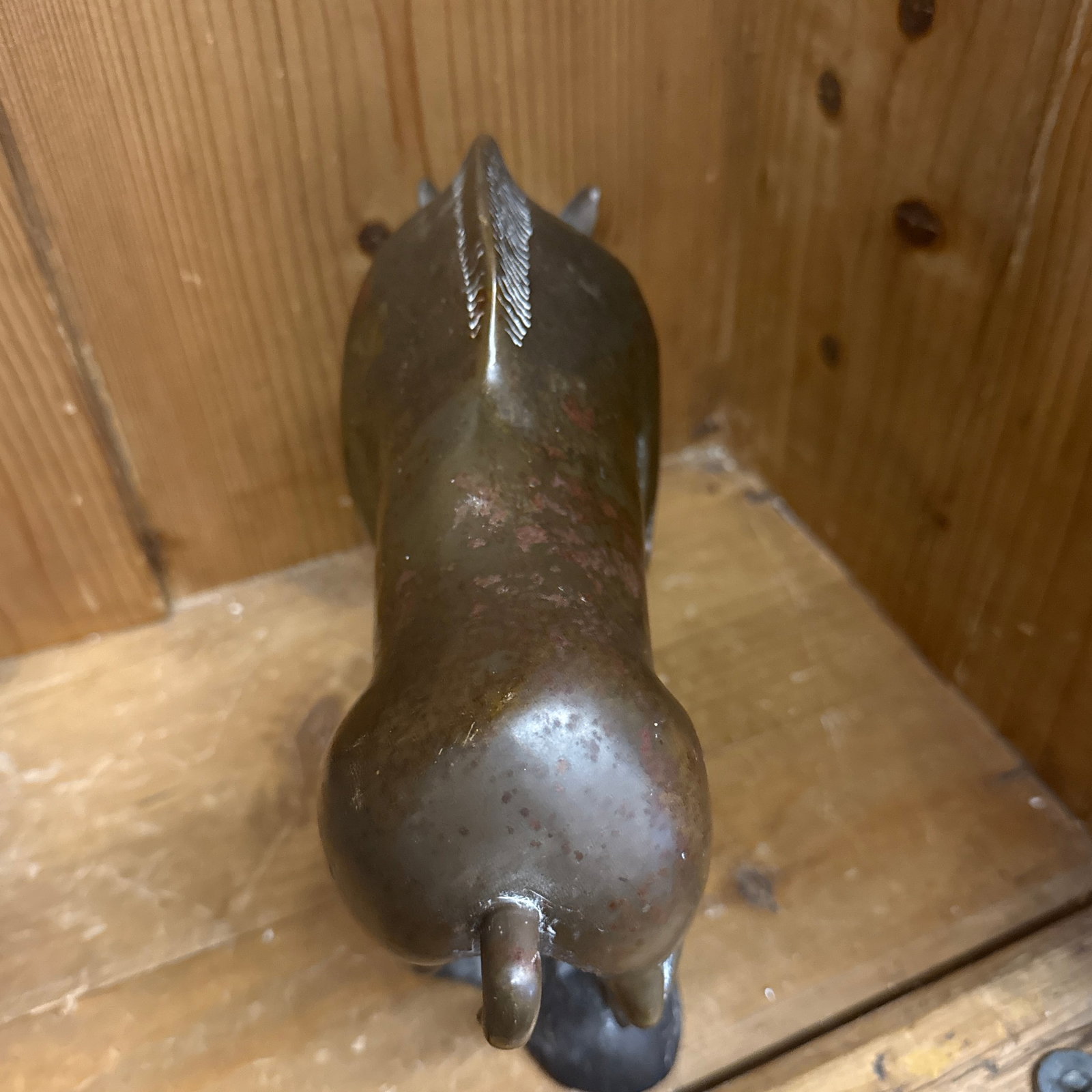 1950s Wild Boar Bronze Sculpture Razor Back Boar - 8