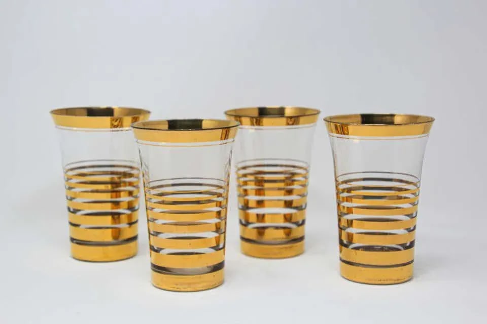 French Cocktail Glasses with 22-Karat Gold Design - Set of 4 - 10