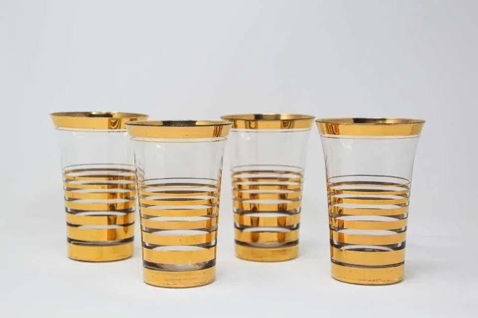 French Cocktail Glasses with 22-Karat Gold Design - Set of 4 - 11