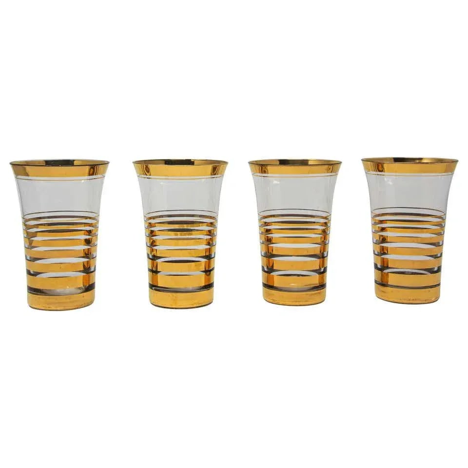 French Cocktail Glasses with 22-Karat Gold Design - Set of 4 - 13