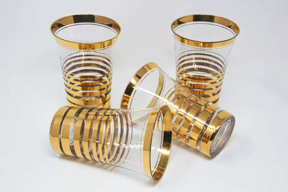 French Cocktail Glasses with 22-Karat Gold Design - Set of 4 - 3