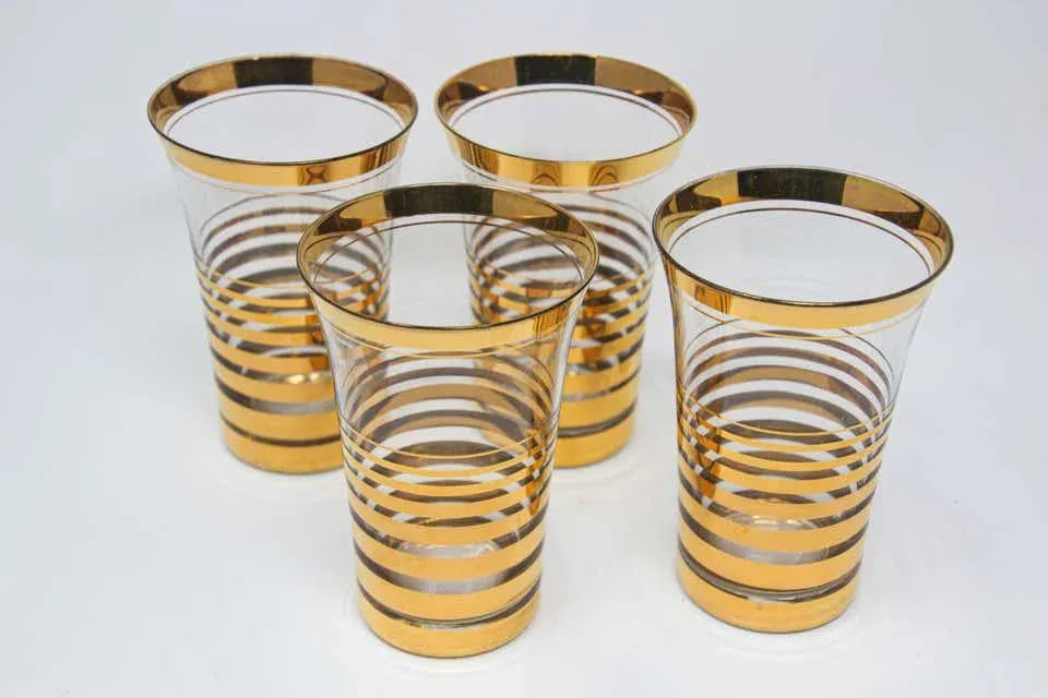 French Cocktail Glasses with 22-Karat Gold Design - Set of 4 - 4
