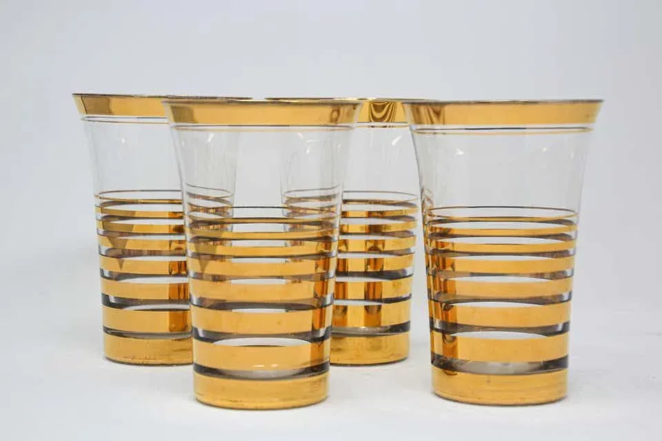 French Cocktail Glasses with 22-Karat Gold Design - Set of 4 - 5