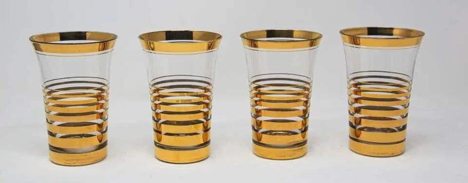 French Cocktail Glasses with 22-Karat Gold Design - Set of 4 - 6