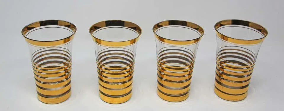 French Cocktail Glasses with 22-Karat Gold Design - Set of 4 - 8