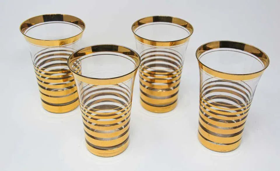 French Cocktail Glasses with 22-Karat Gold Design - Set of 4 - 9