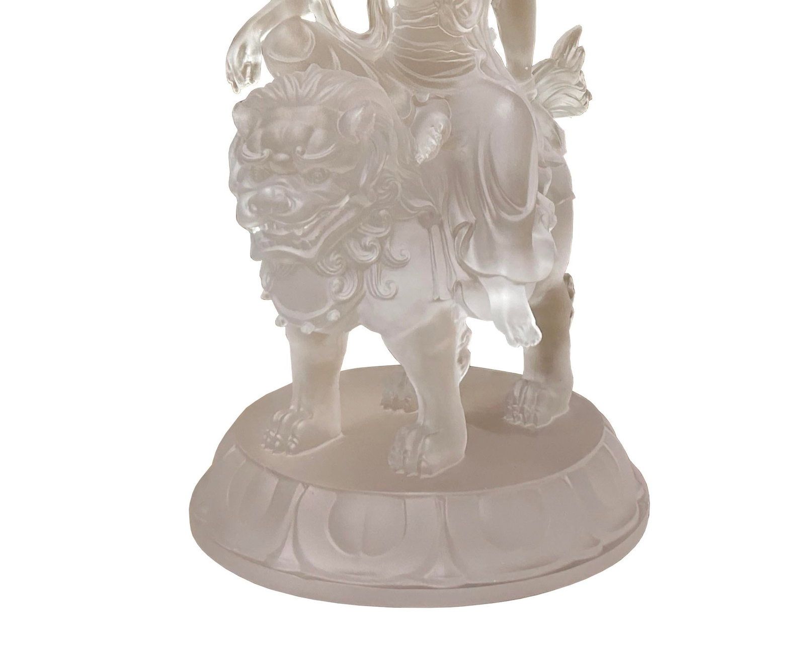 White Crystal Glass Liuli Pate-De-Verre Manjushri Kwan Yin Bodhisattva Statue - 10