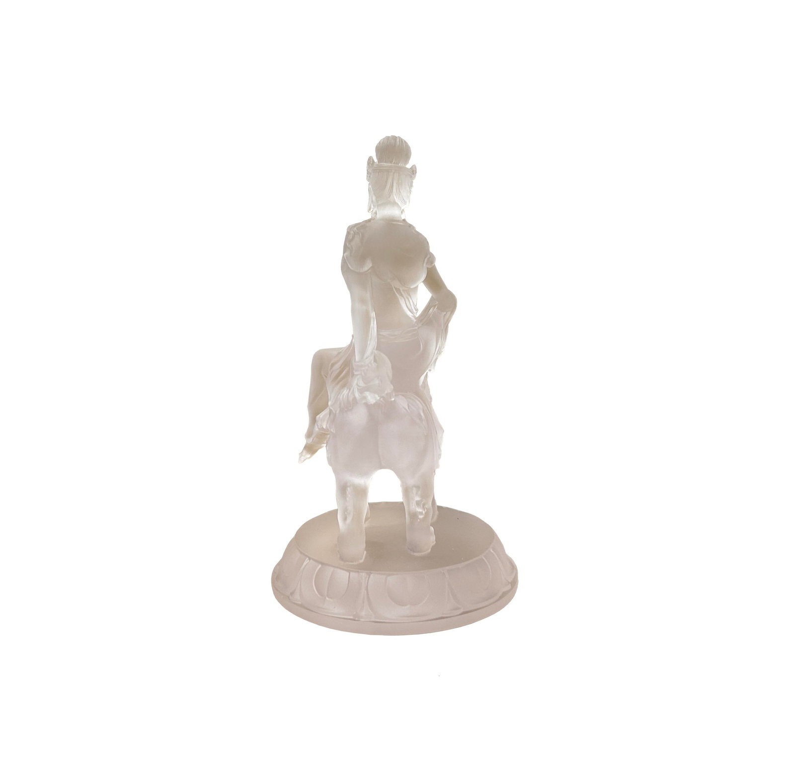 White Crystal Glass Liuli Pate-De-Verre Manjushri Kwan Yin Bodhisattva Statue - 3