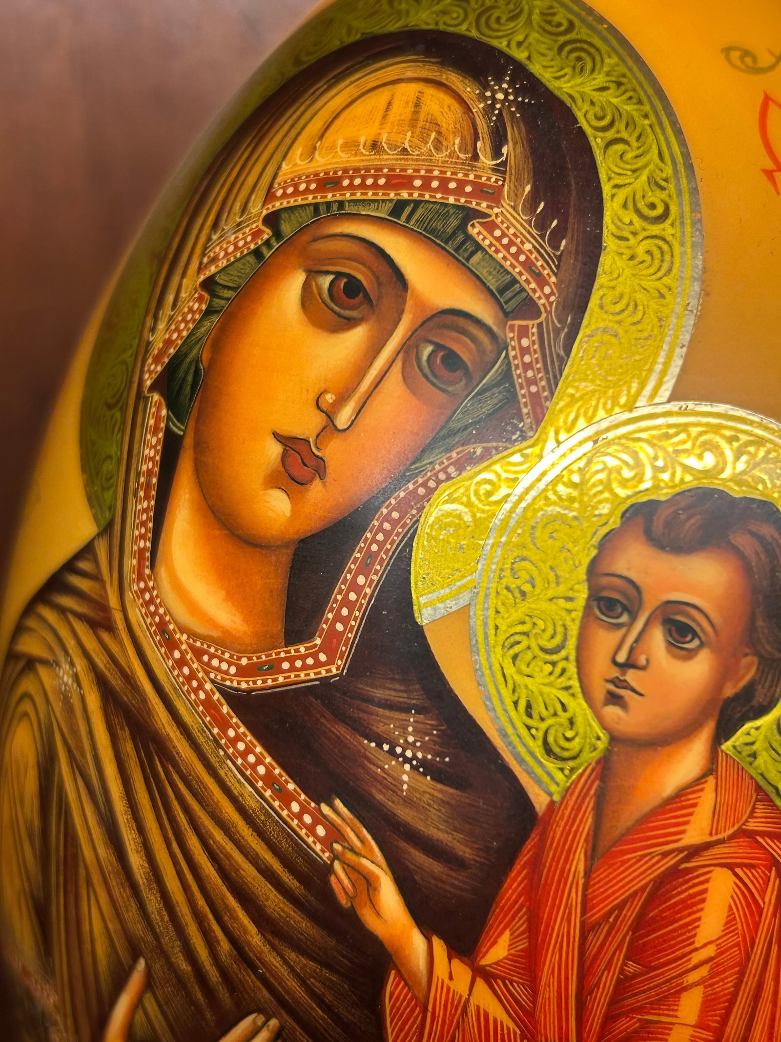 1980s Vladimir Gorsky "” Mother of God (Gold Leaf Egg Icon) - 6