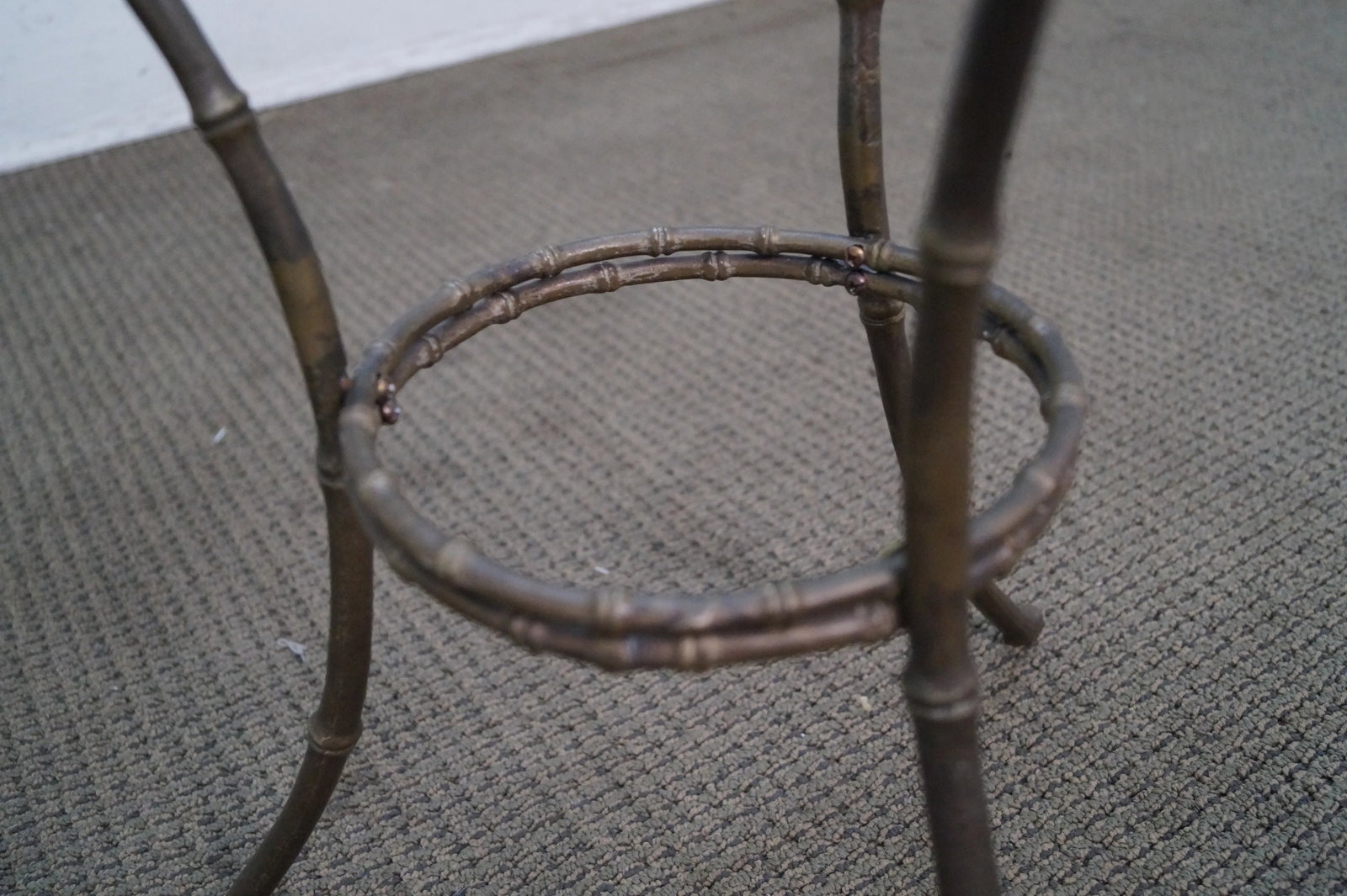 Brass & Glass Faux Bamboo Round Small Side Table - 4