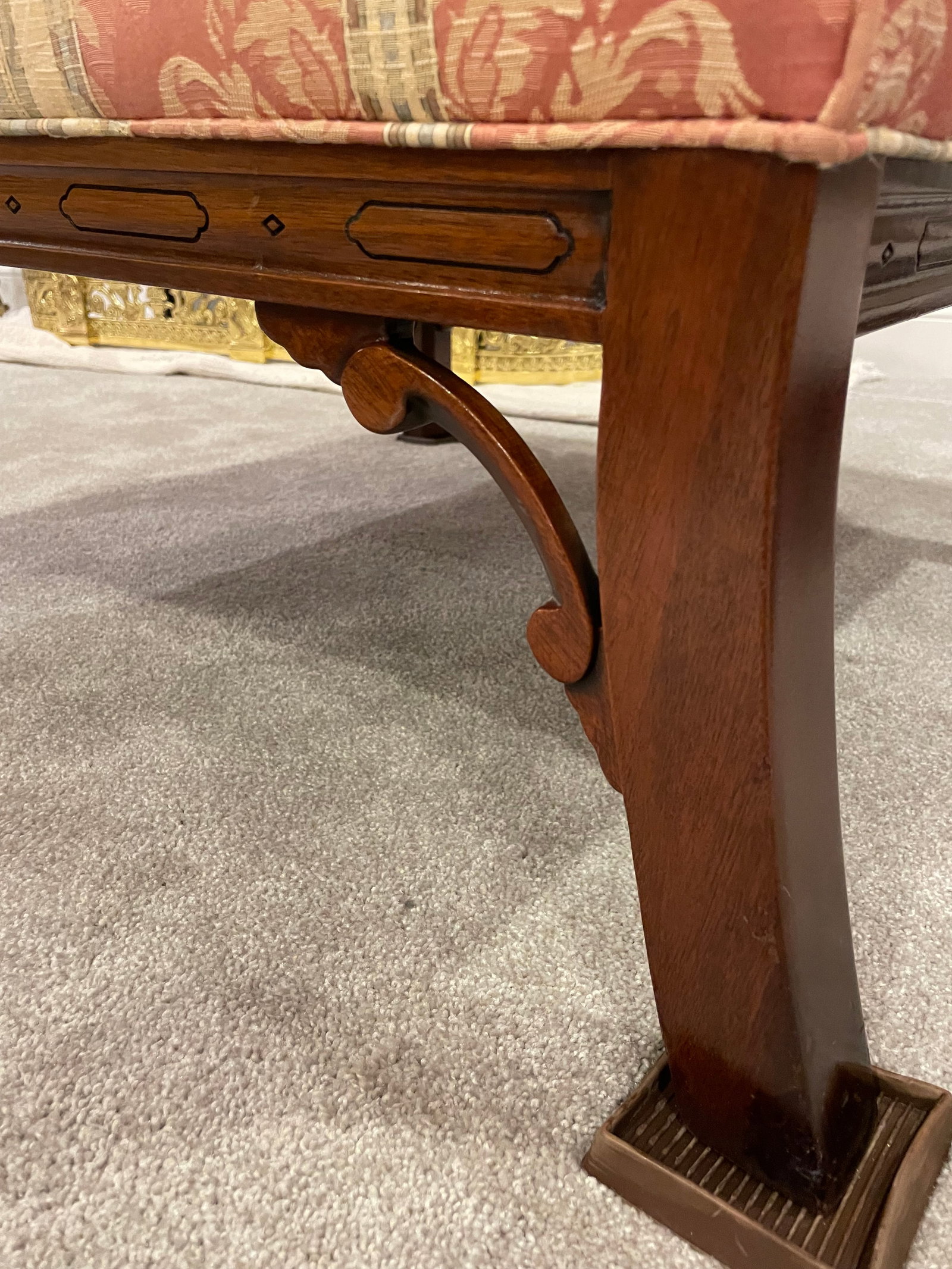 Southwood Chippendale Arm Chair With Mahogany Hand Carved Frame - 12