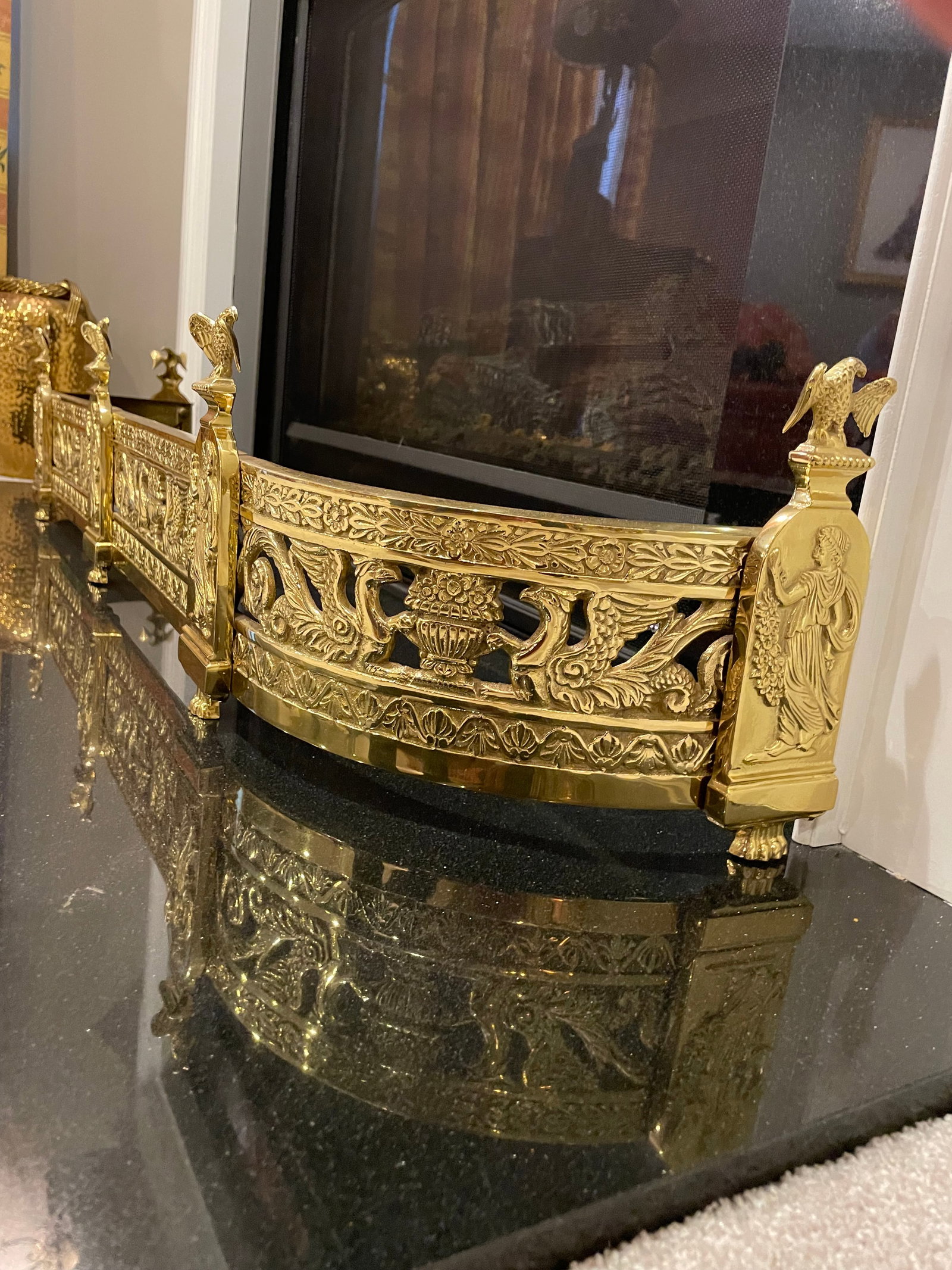 Traditional Design High Sheen Brass Fireplace Fender - 10