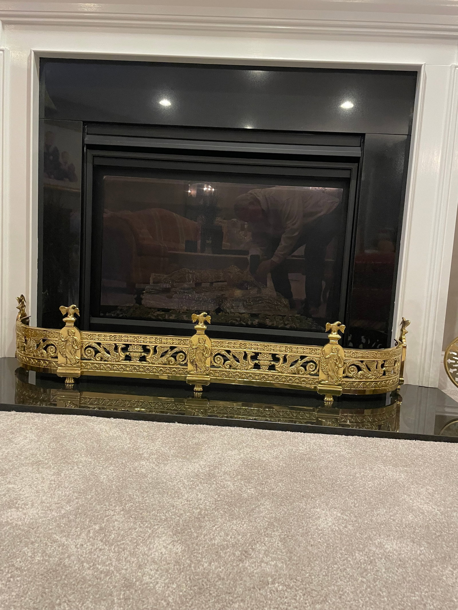 Traditional Design High Sheen Brass Fireplace Fender - 11