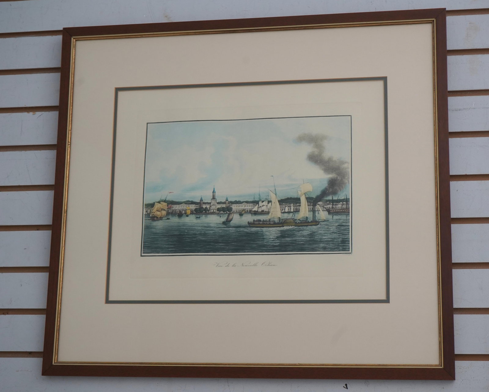 Set of 7 Vintage Framed Colored Engravings Etchings Military Ships - 13