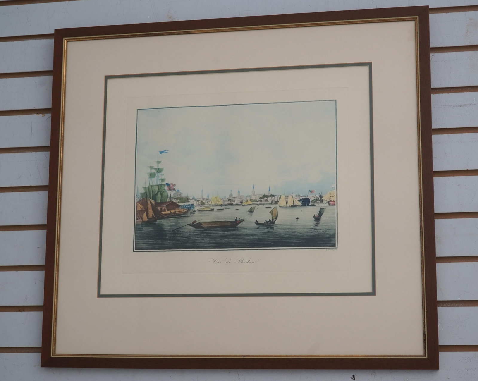 Set of 7 Vintage Framed Colored Engravings Etchings Military Ships - 4