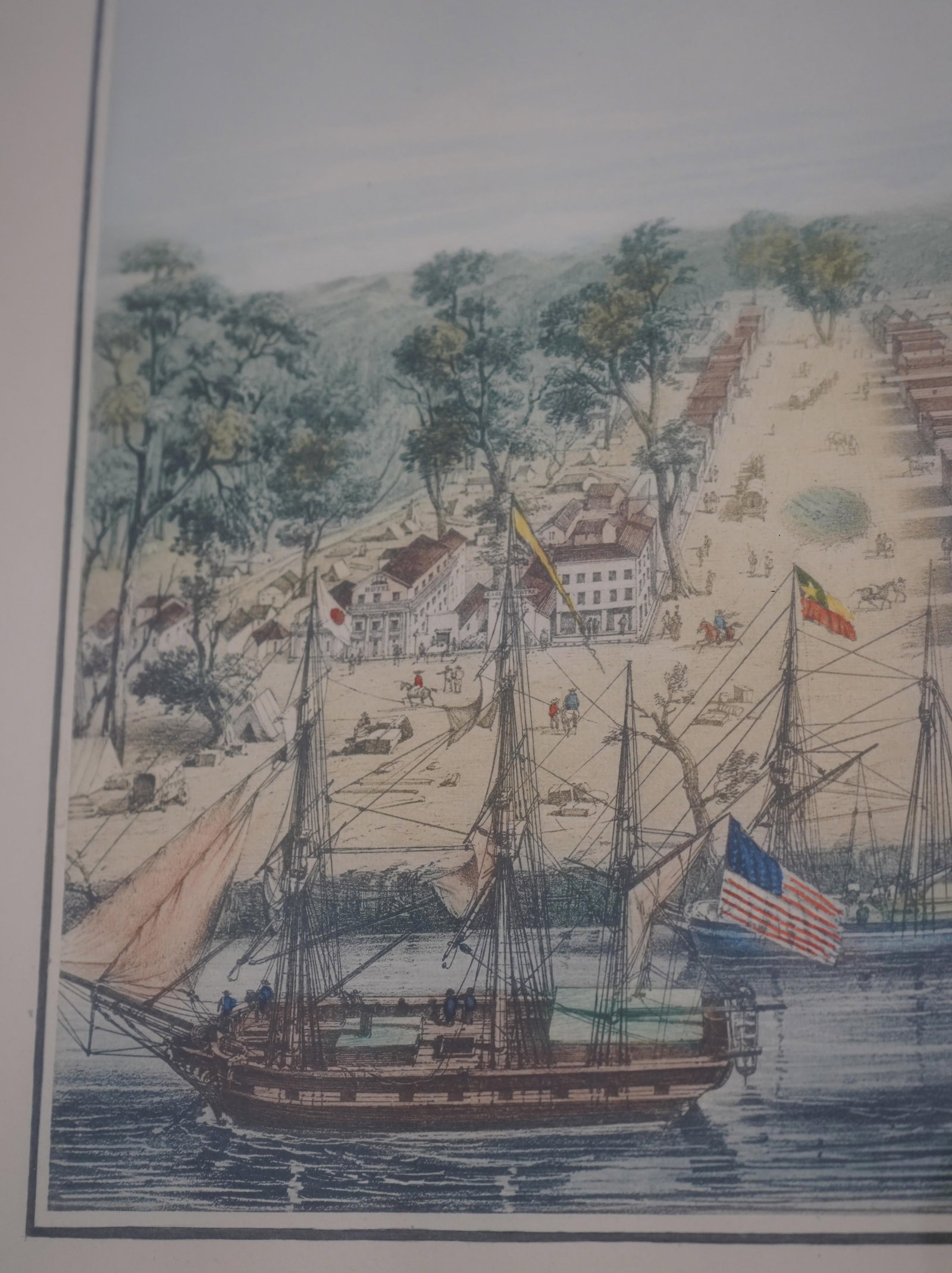 Set of 7 Vintage Framed Colored Engravings Etchings Military Ships - 8