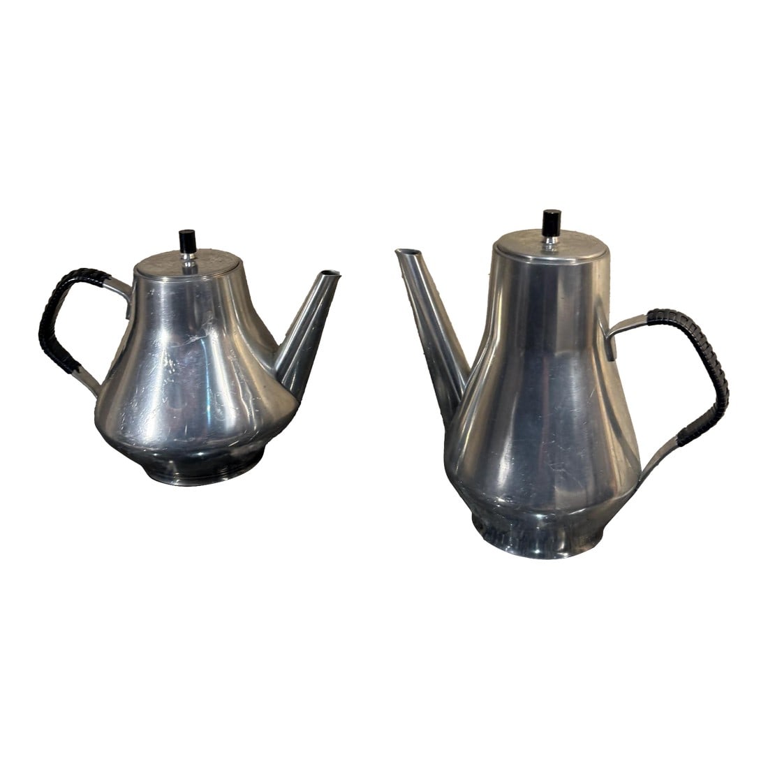 BrÃ¸drene Mylius Norway Pewter Tea Coffee Pots Scandinavian Modern: For your consideration, two vintage pewter coffee pots designed by the Norwegian company BrÃ¸drene Mylius. These items are known for their sleek, Mid-Century Modern Scandinavian design,