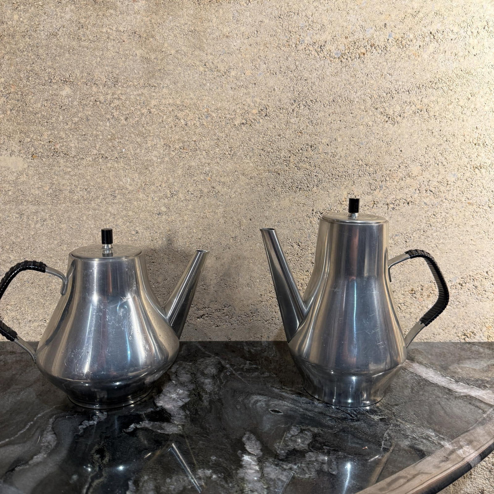 BrÃ¸drene Mylius Norway Pewter Tea Coffee Pots Scandinavian Modern - 2