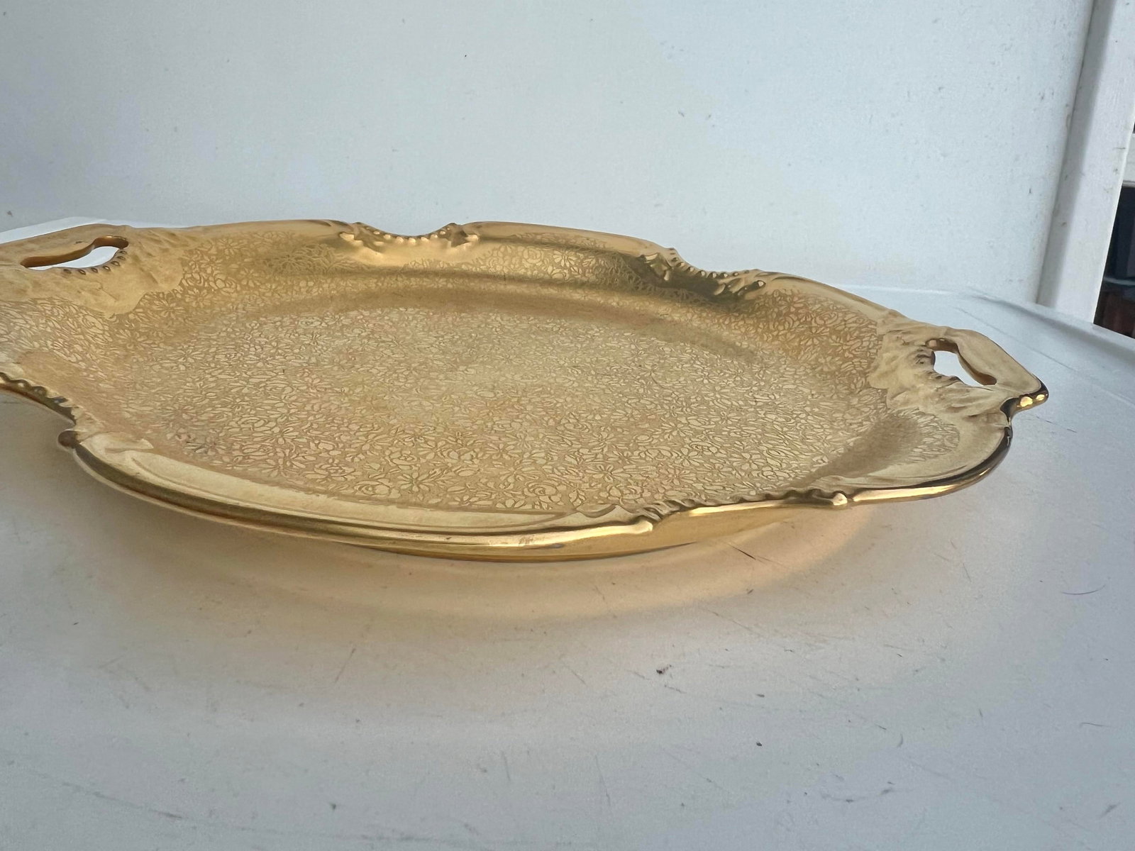 1930s Round Gold Porcelain Tray by Pickard - 2