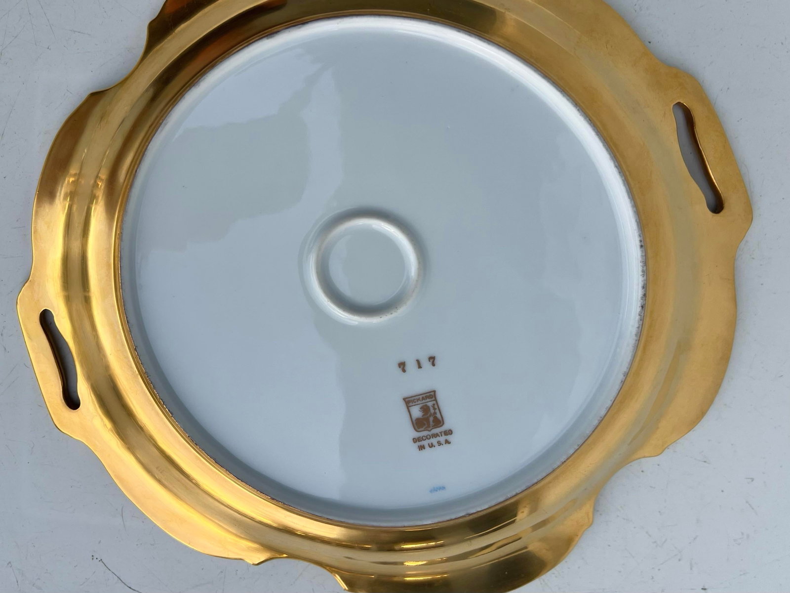 1930s Round Gold Porcelain Tray by Pickard - 5