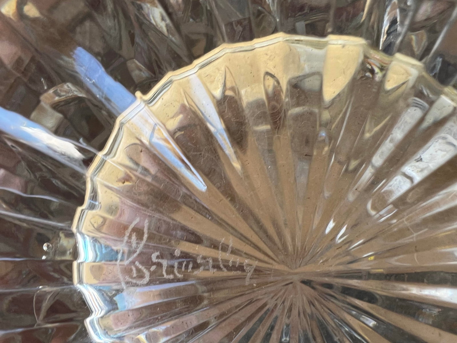 Vintage Crystal Cut Glass Vase With Etched Roses Brierley Signed - 9