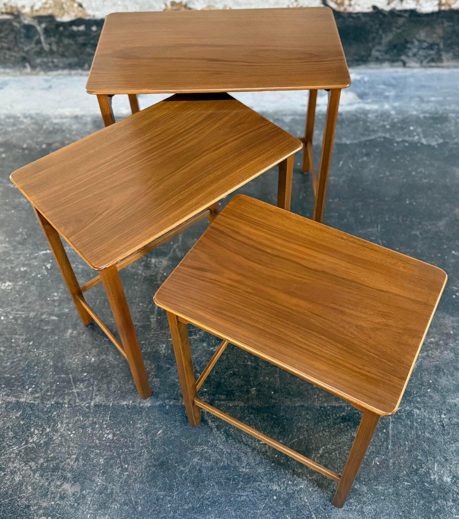 Set of Three Swedish Modern Brown Teak Nesting End Tables C. 1960 - 7