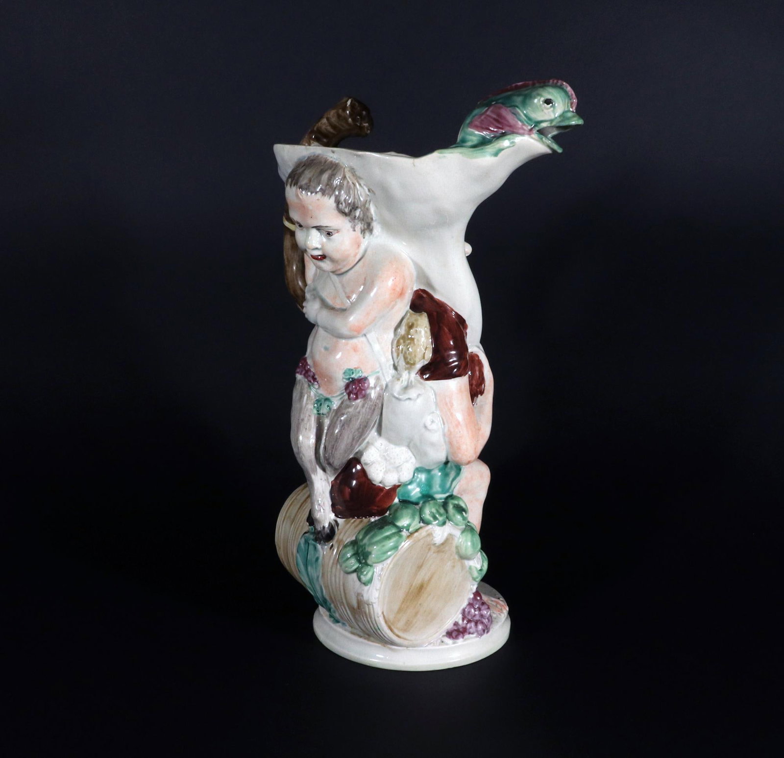 English Staffordshire Pearlware Pottery Large Bacchus Jug - 5