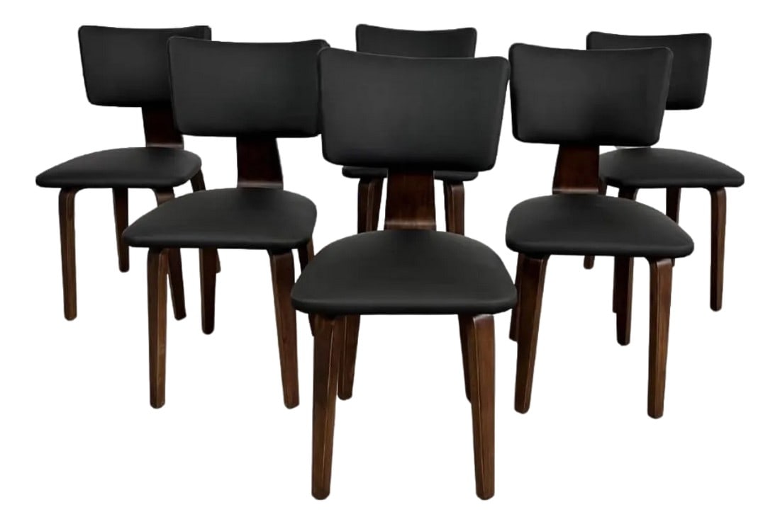 1950s Mid-Century Set of 6 Dining Chairs Attributed to Cor Alons for Gouda Den Boer: Set of 6 exquisite mid-century dining chairs Attributed to Dutch designer Cor Alons for Gouda den Boar in the 1950s. The chairs are a beautiful example of minimalist mid-century design. Chairs are
