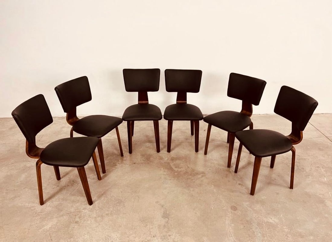 1950s Mid-Century Set of 6 Dining Chairs Attributed to Cor Alons for Gouda Den Boer - 2