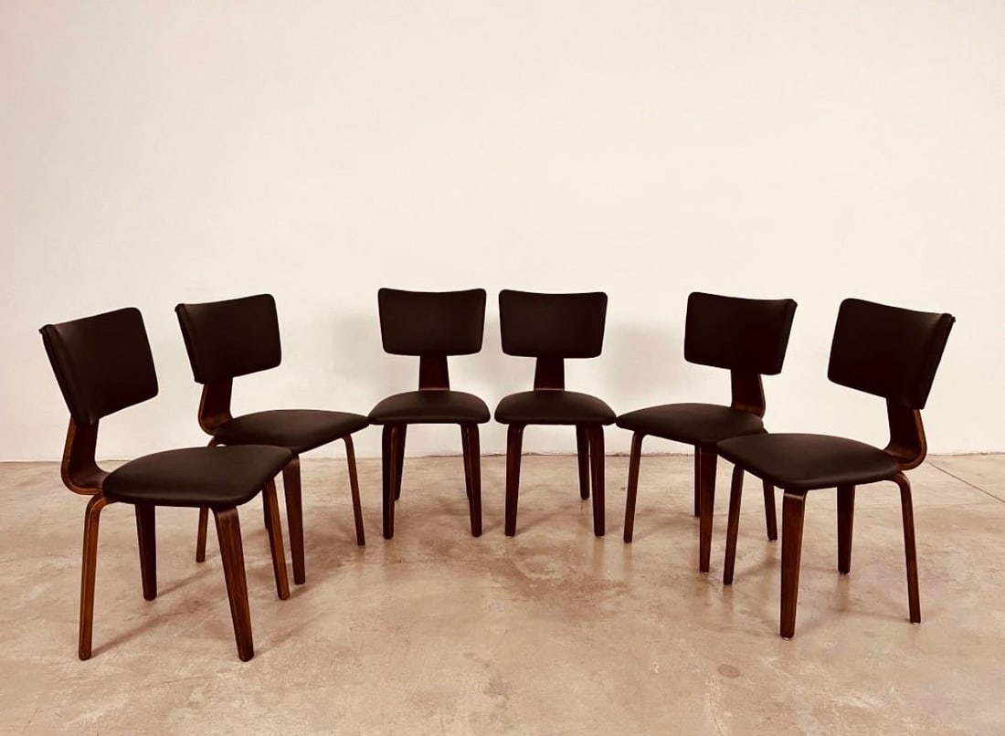 1950s Mid-Century Set of 6 Dining Chairs Attributed to Cor Alons for Gouda Den Boer - 3