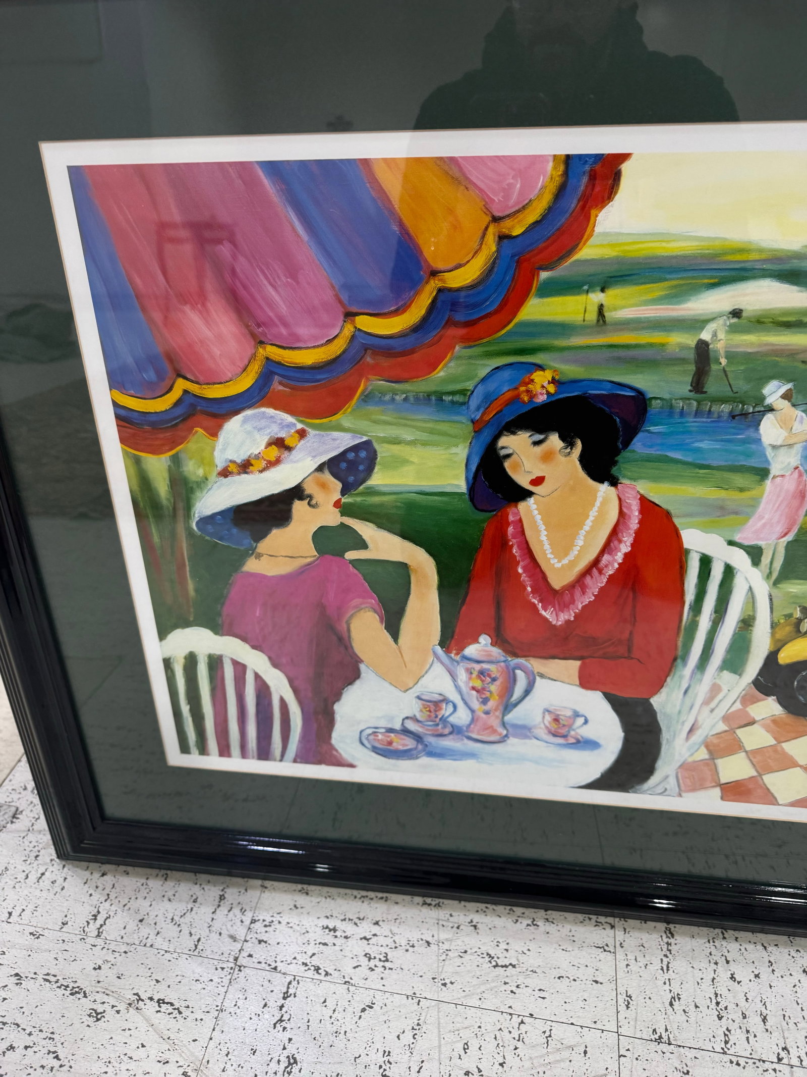 Afternoon Tea by Gleiger 1993 Framed Print Signed 28x36 - 3