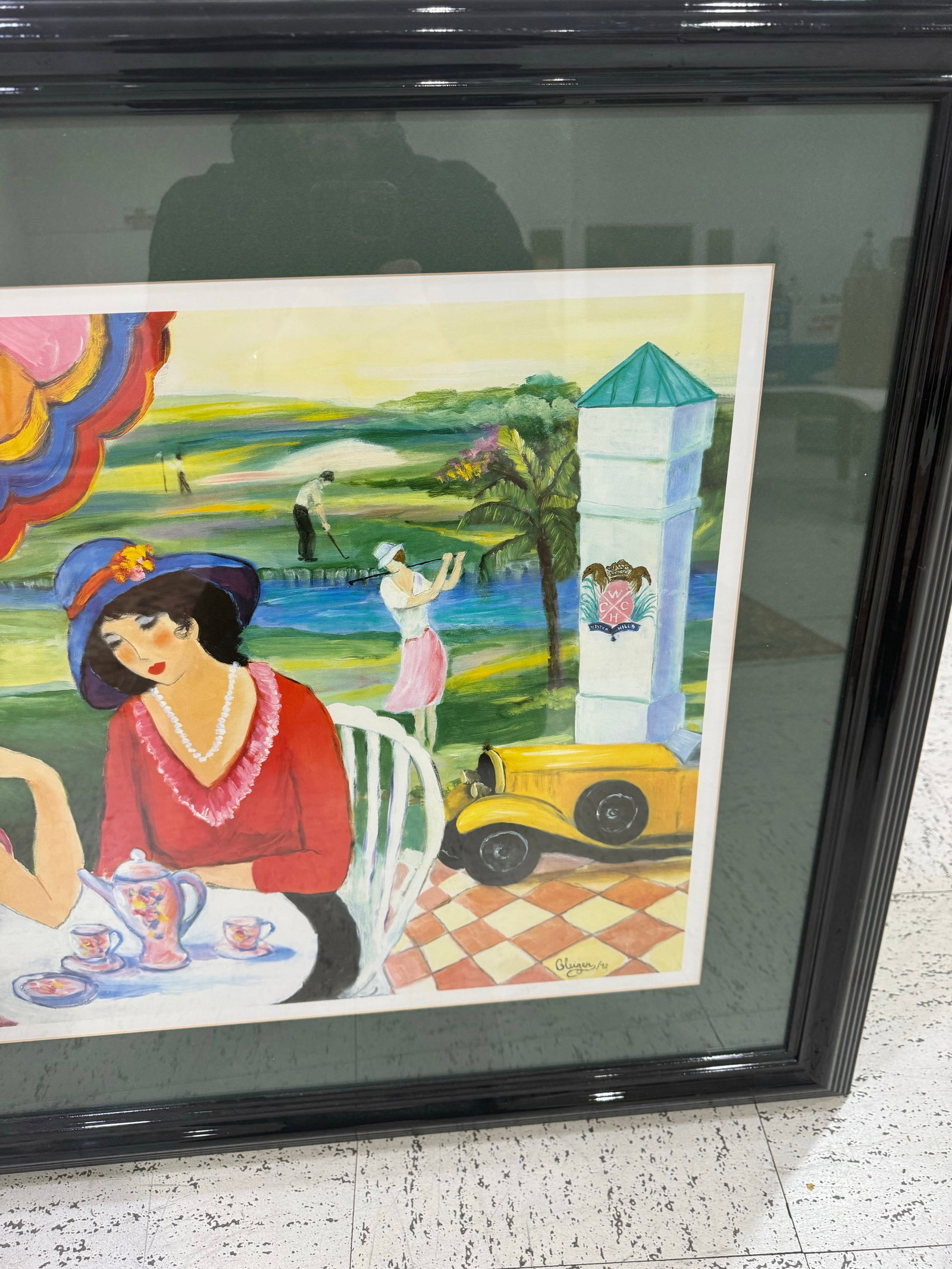 Afternoon Tea by Gleiger 1993 Framed Print Signed 28x36 - 4