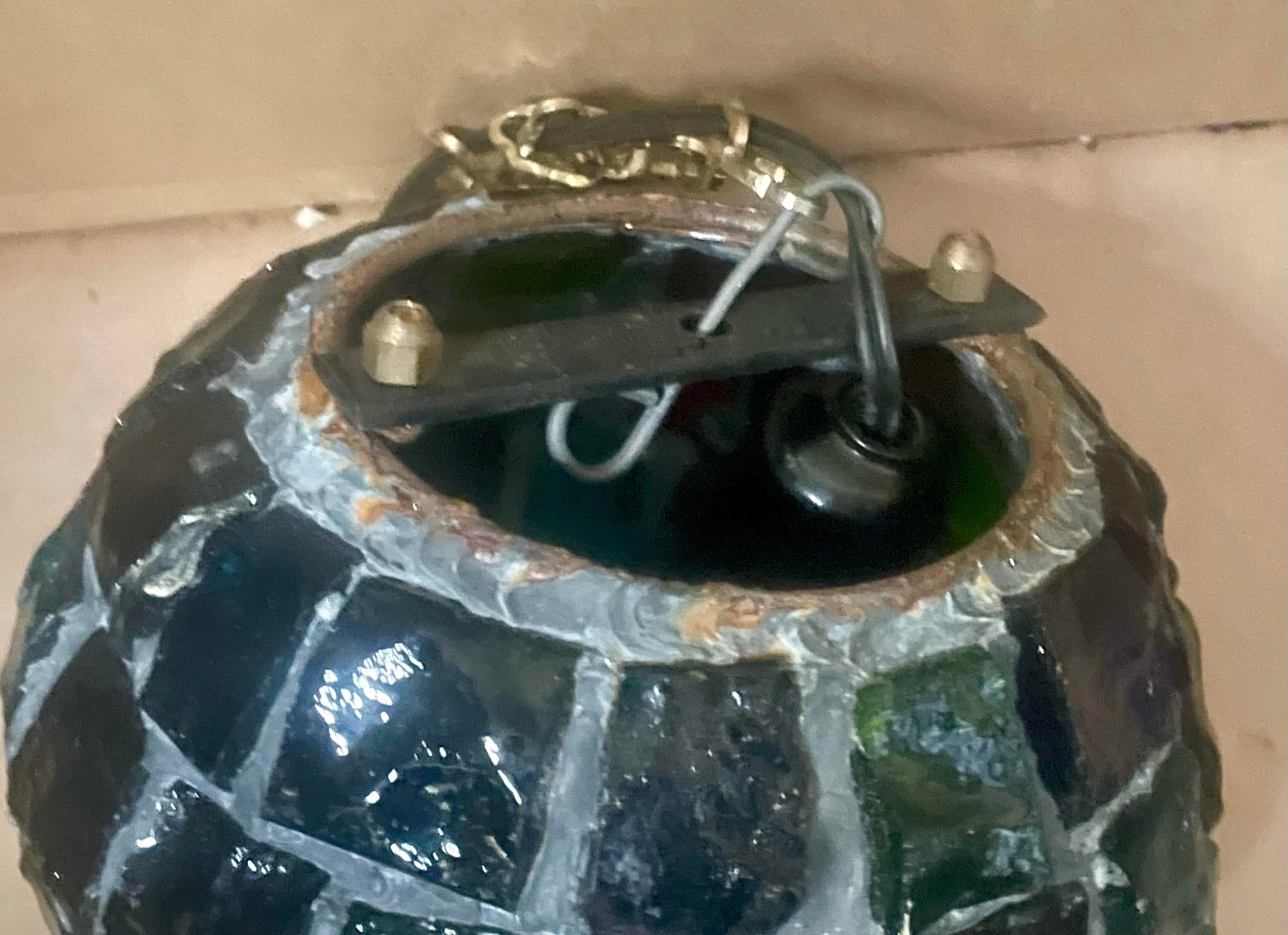 Peter Marsh Brutalist Hanging Colored Glass Chunk Fragment Globe Pendant Light - 10
