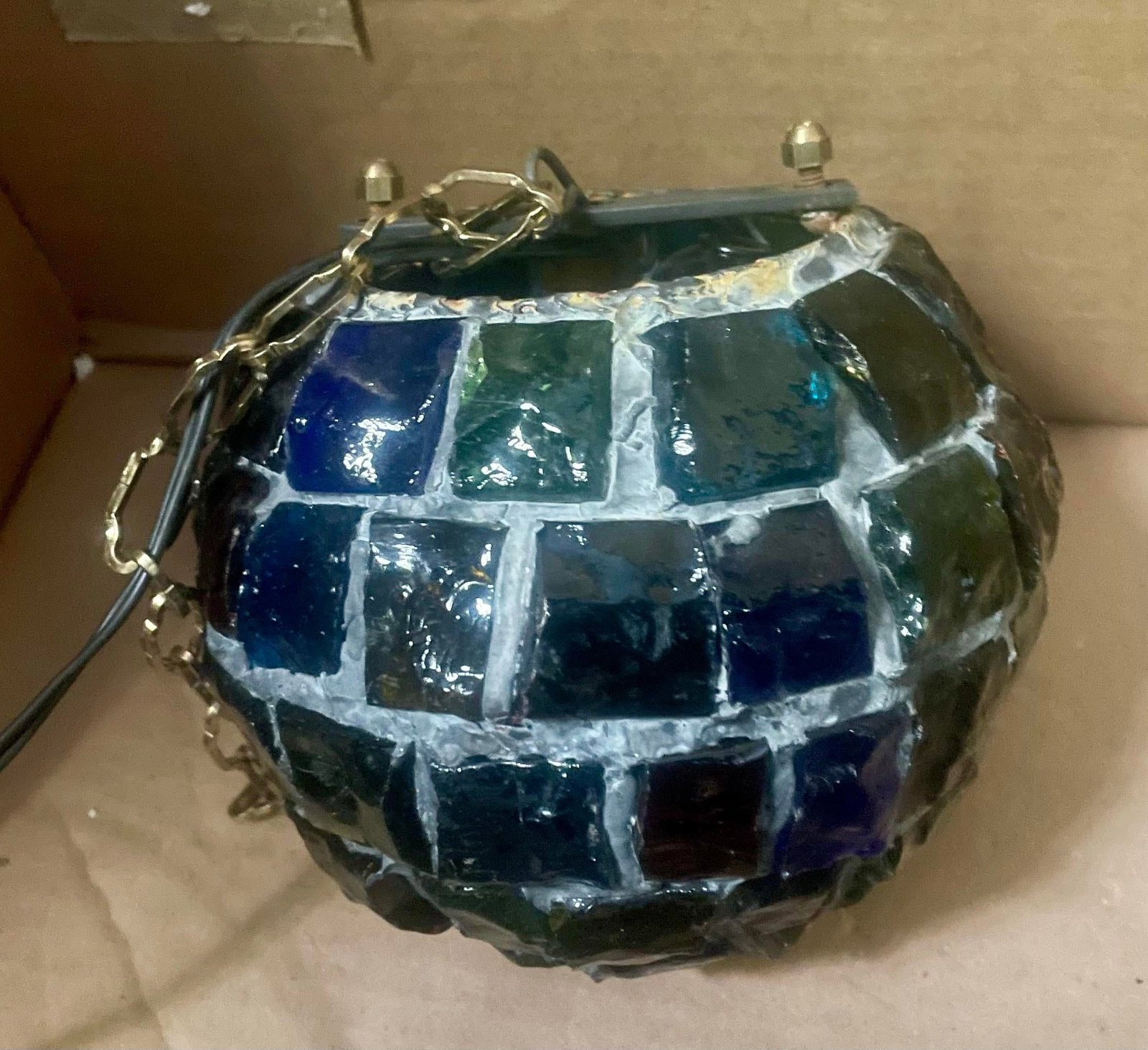 Peter Marsh Brutalist Hanging Colored Glass Chunk Fragment Globe Pendant Light - 12