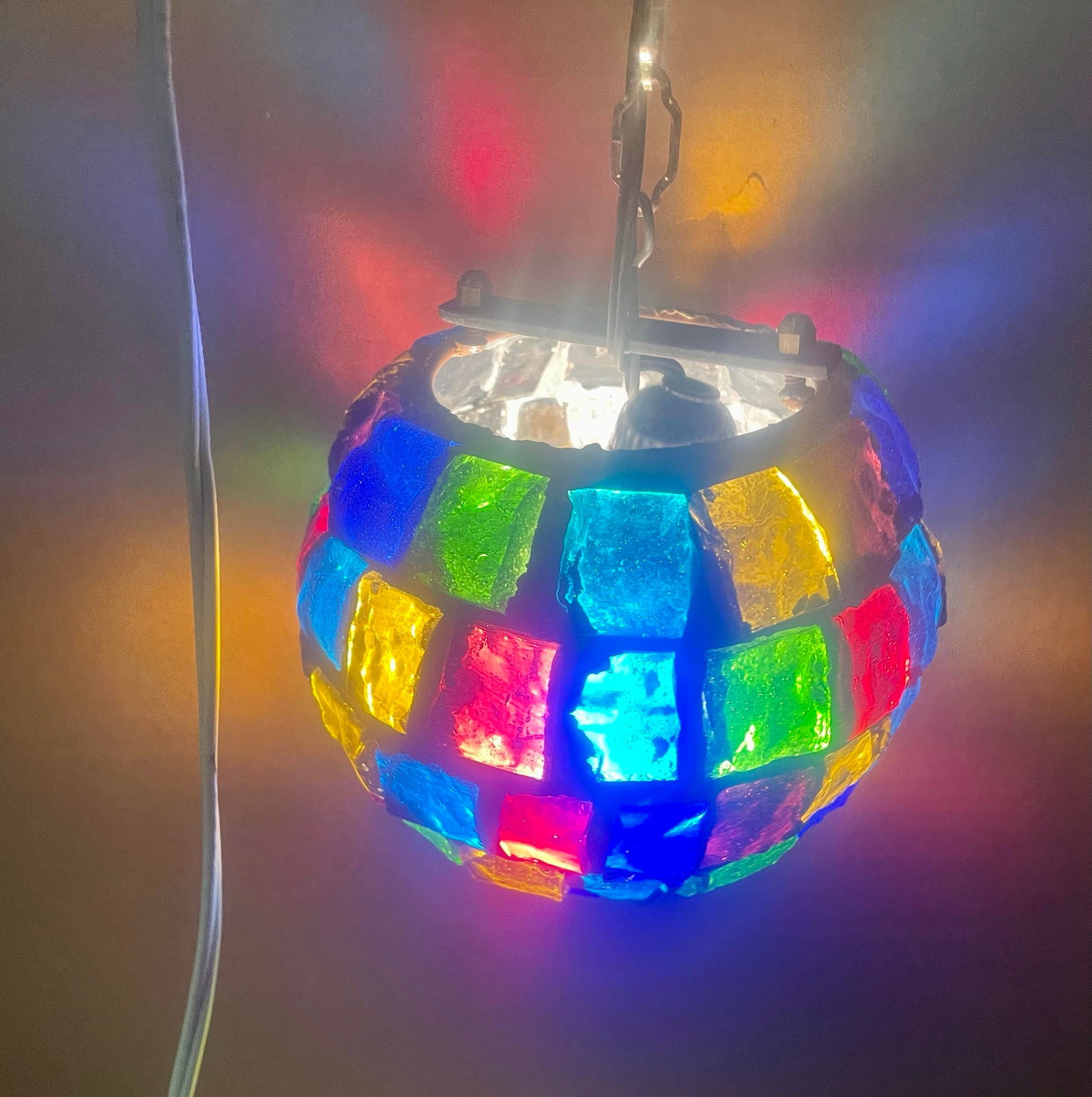Peter Marsh Brutalist Hanging Colored Glass Chunk Fragment Globe Pendant Light - 4