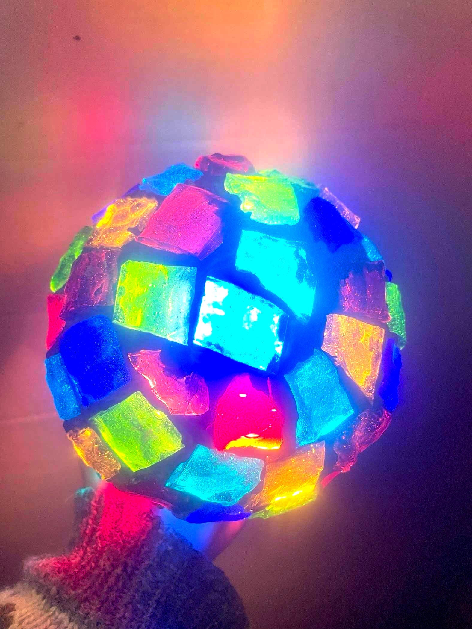 Peter Marsh Brutalist Hanging Colored Glass Chunk Fragment Globe Pendant Light - 7