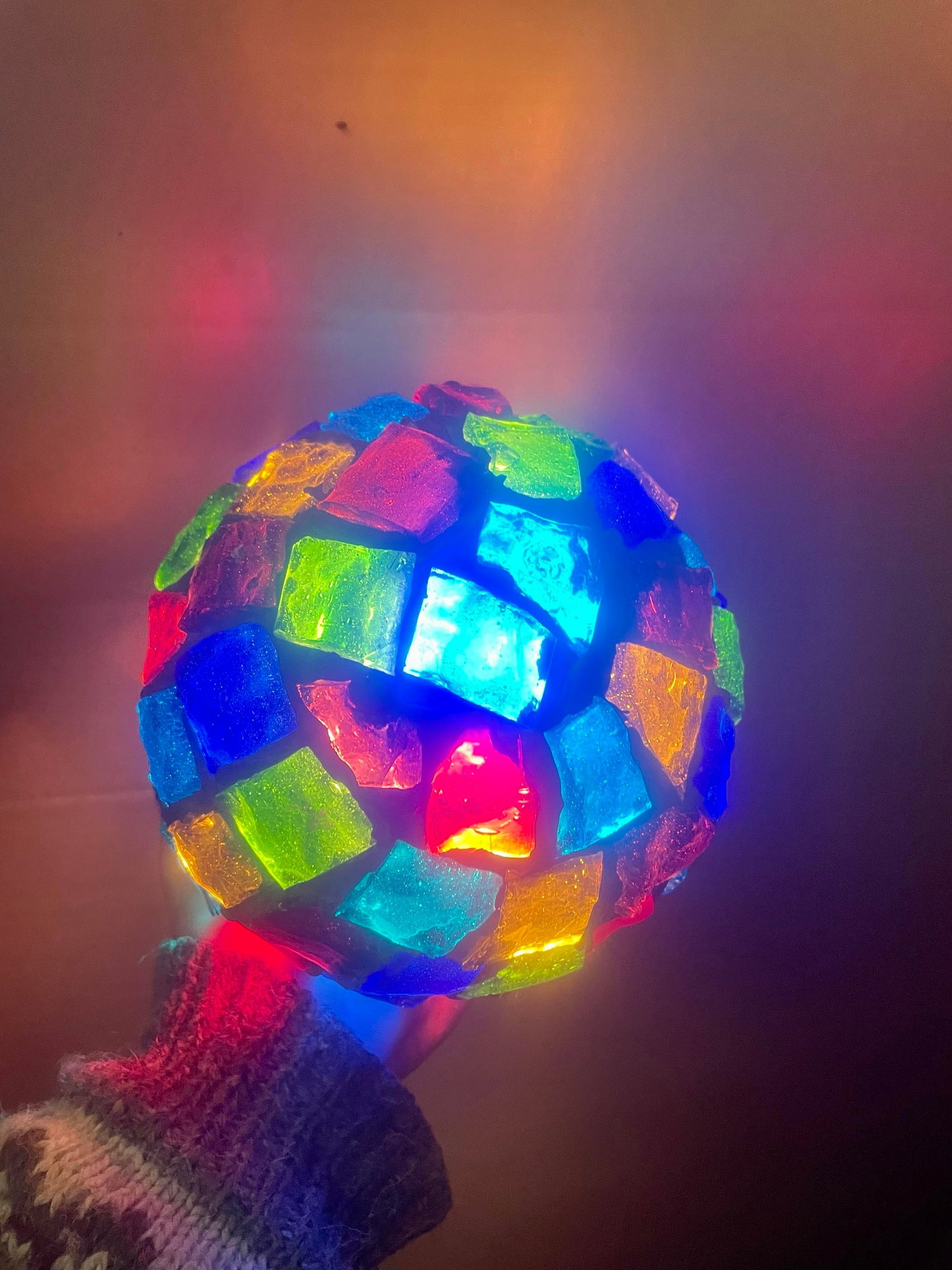 Peter Marsh Brutalist Hanging Colored Glass Chunk Fragment Globe Pendant Light - 8