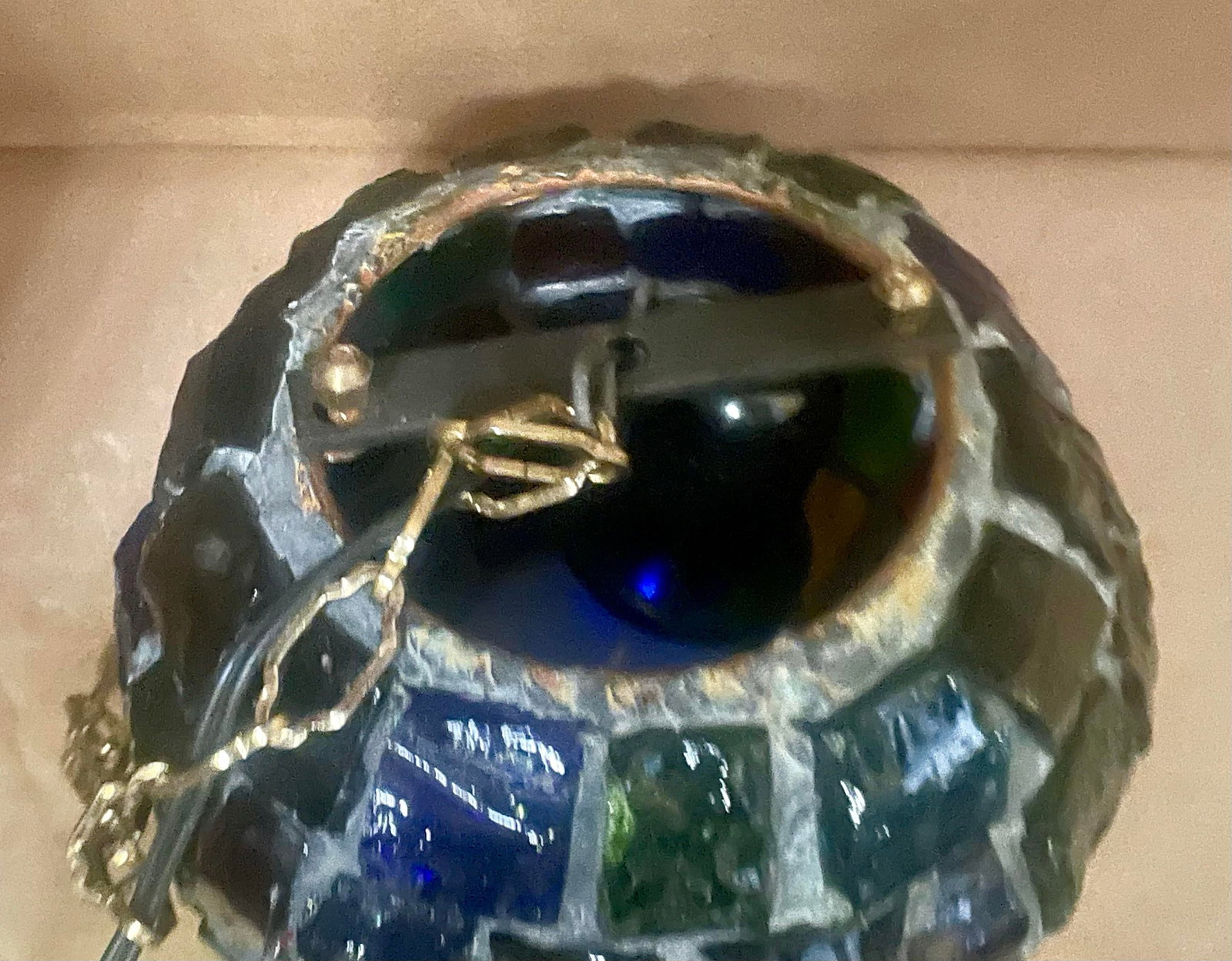 Peter Marsh Brutalist Hanging Colored Glass Chunk Fragment Globe Pendant Light - 9