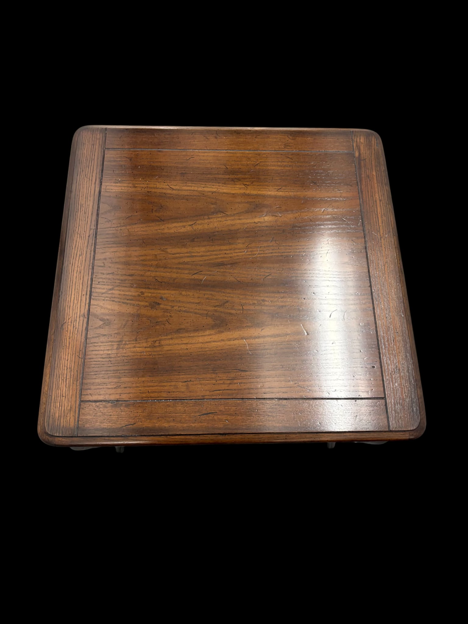Late 20th Century Henredon Four Centuries Collection Distressed Red Oak Square Side Table With Drawe - 7