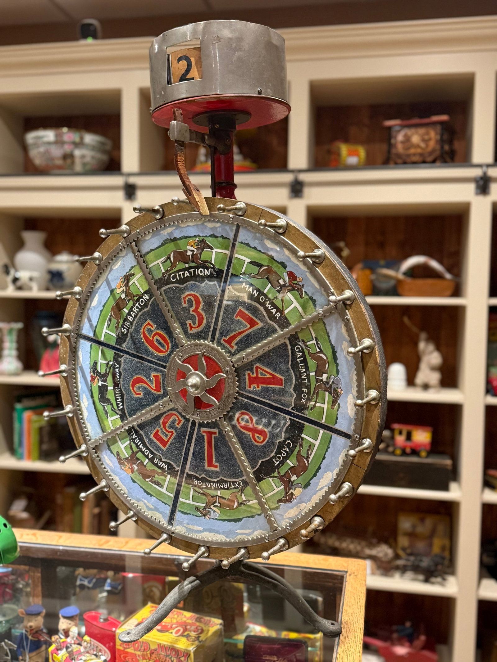 Rare 1920s Horse Racing Gaming Wheel by Evans & Co Chicago - 5