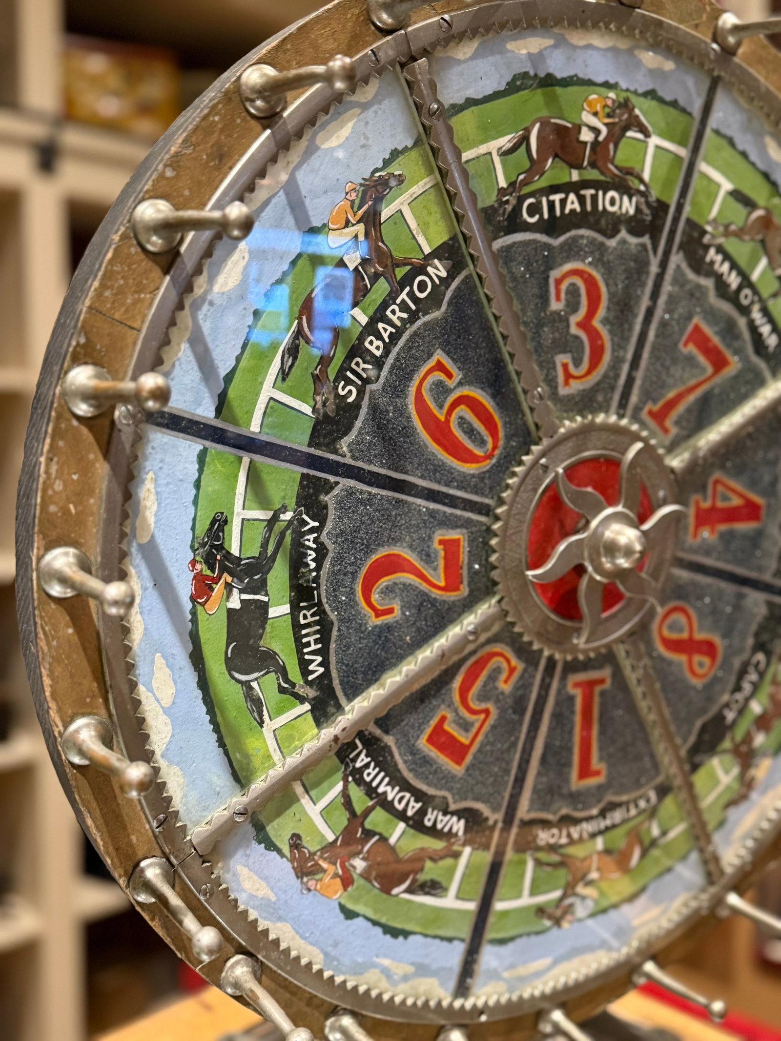 Rare 1920s Horse Racing Gaming Wheel by Evans & Co Chicago - 6