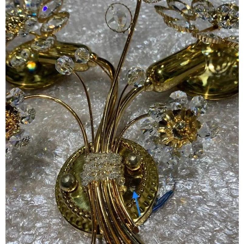Crystal Palwa Sconce, Wall Light, Vintage Hollywood Regency 24 Karat Gold, 1960s - 7