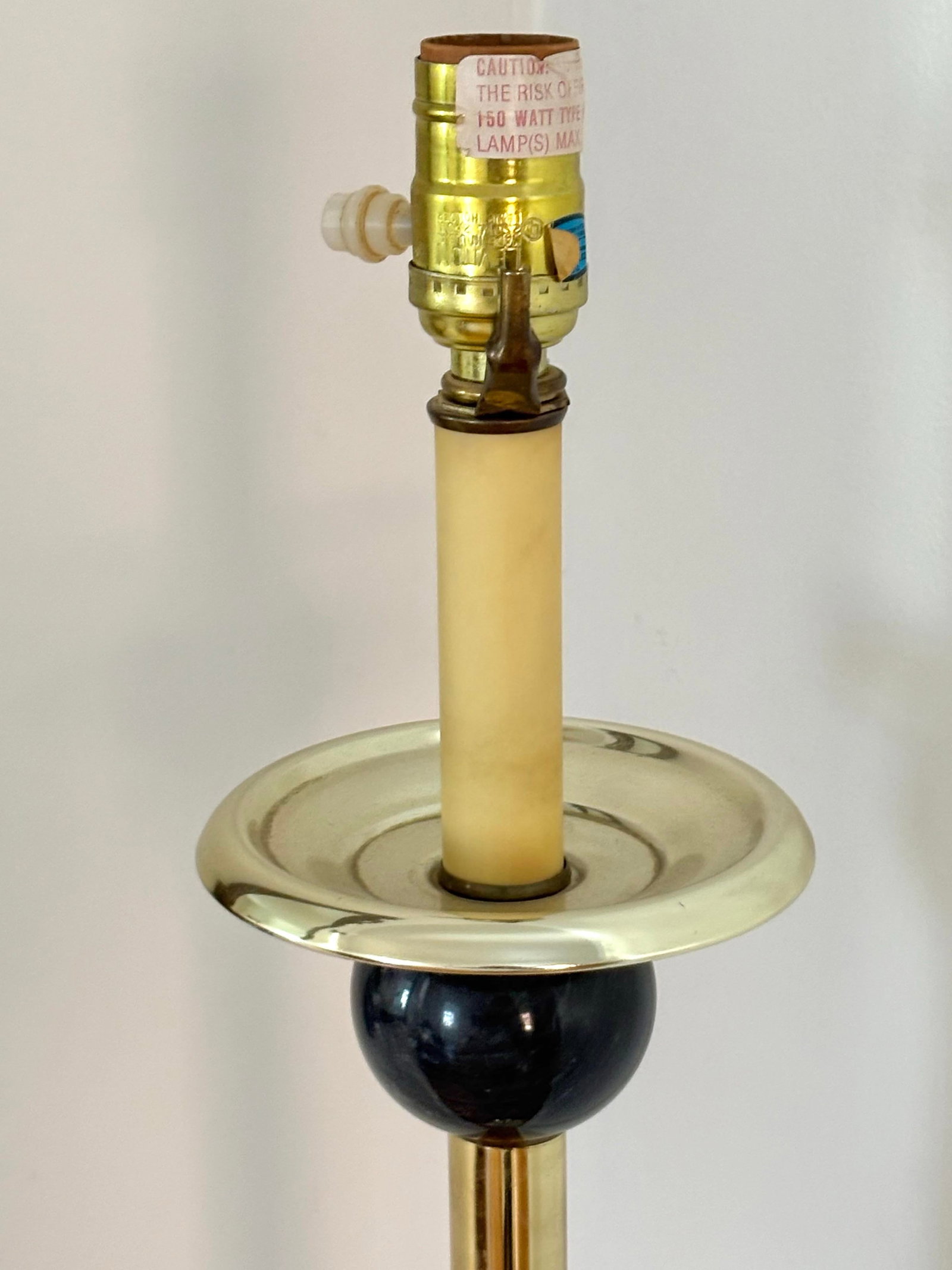 1970s Brass Floor Lamp With Marble Orbs and Black Shade - 5