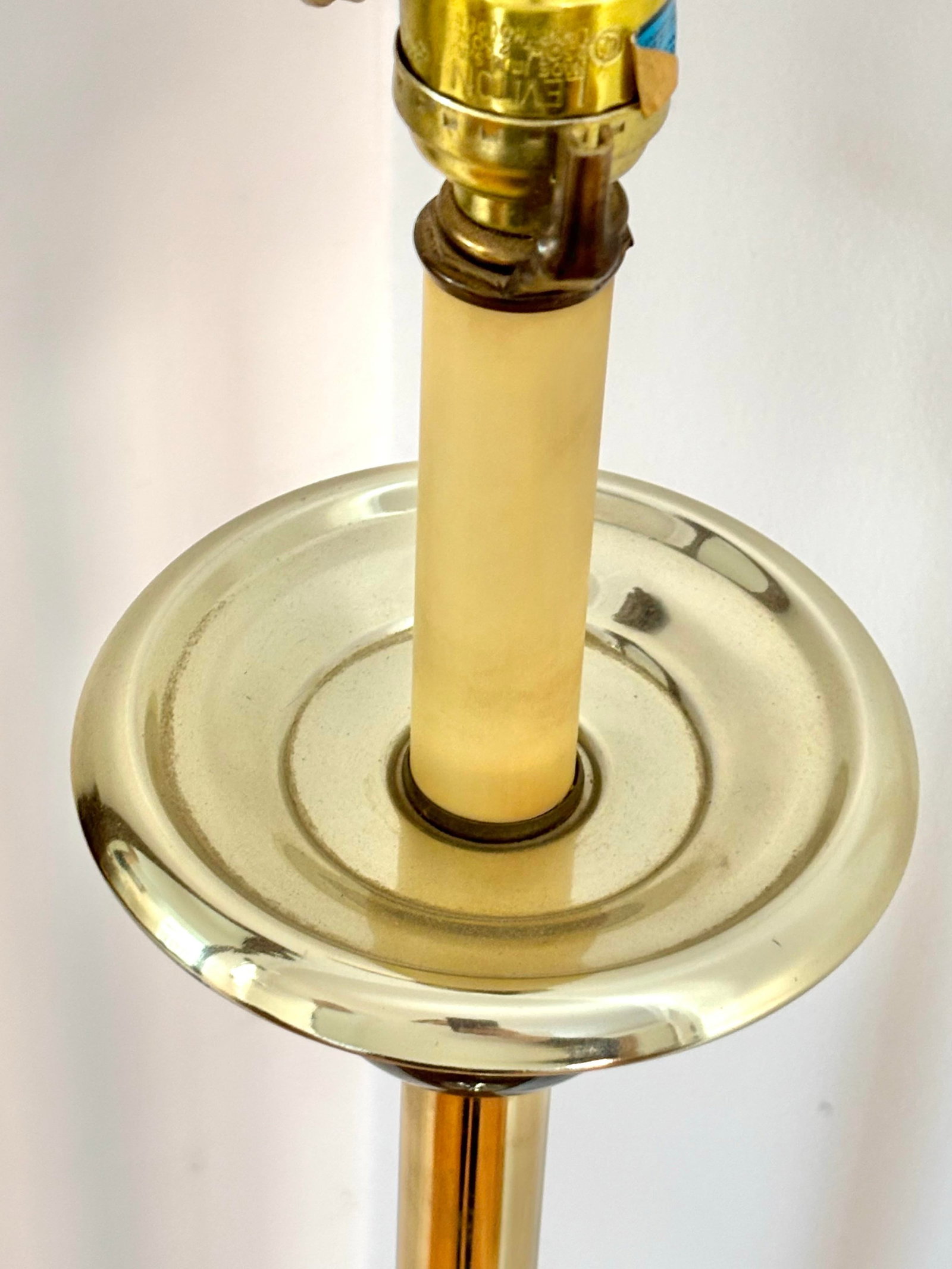 1970s Brass Floor Lamp With Marble Orbs and Black Shade - 6
