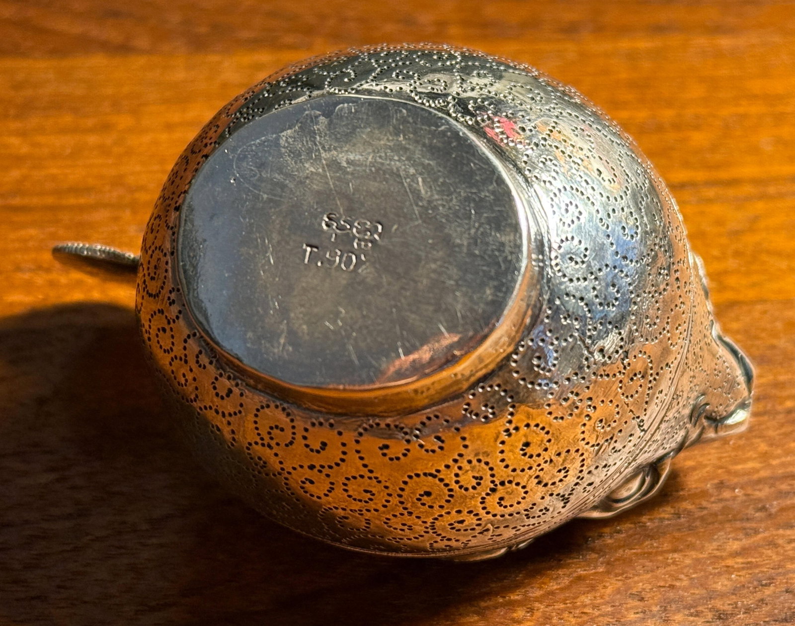 Vintage 900 Silver Cambodian Puffer Fish Repousse Lidded Trinket Box - 6