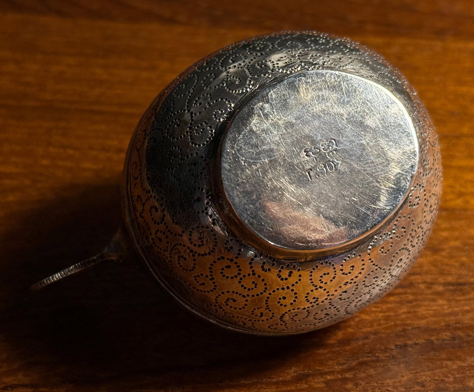 Vintage 900 Silver Cambodian Puffer Fish Repousse Lidded Trinket Box - 7