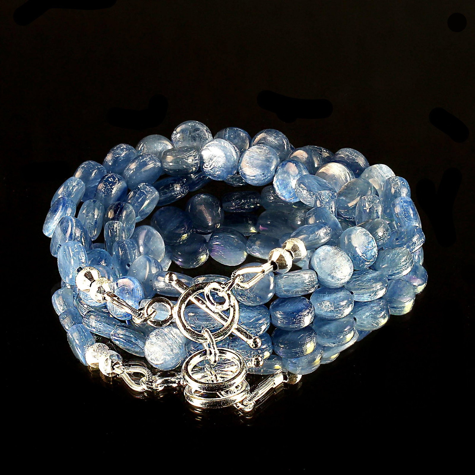 Ajd 18 Inch Glowing Kyanite 7 MM Round Tablet Necklace Great Gift! - 2