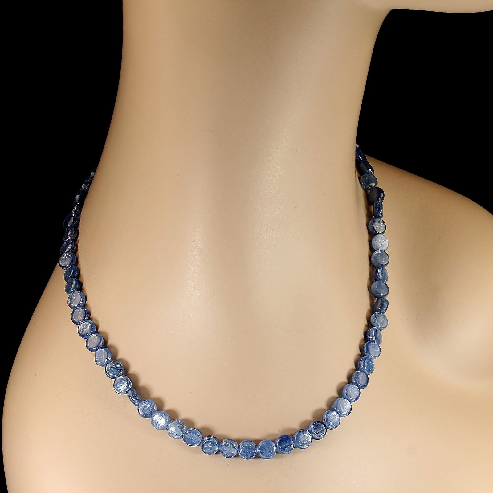 Ajd 18 Inch Glowing Kyanite 7 MM Round Tablet Necklace Great Gift! - 4