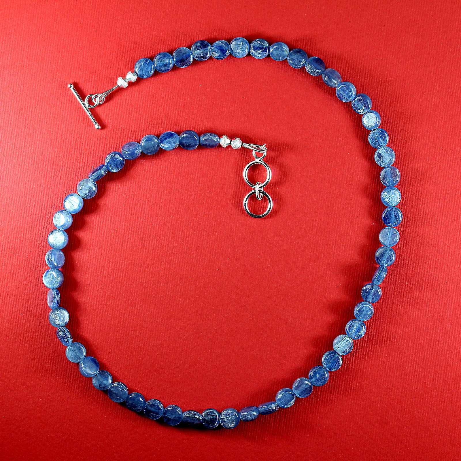 Ajd 18 Inch Glowing Kyanite 7 MM Round Tablet Necklace Great Gift! - 5